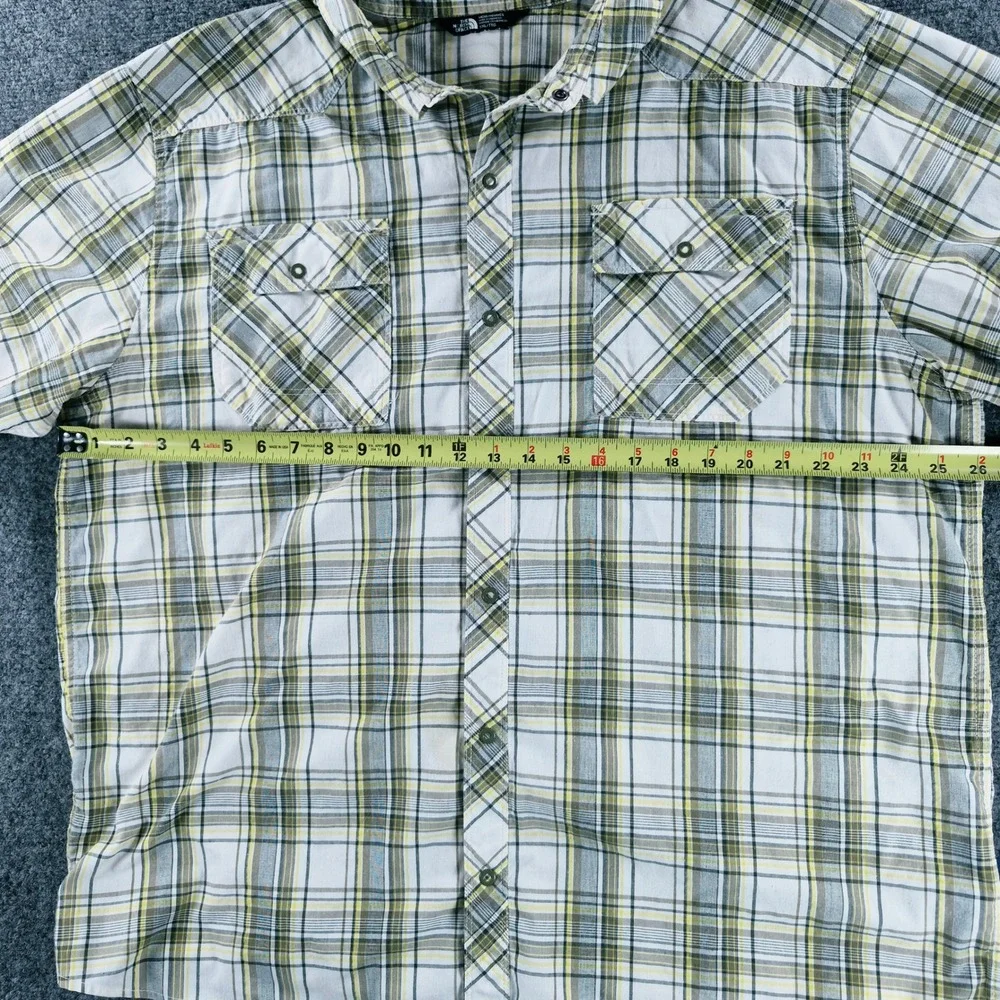 The North Face Mens XXL Plaid Short Sleeve Button Up Shirt NF00CP7X Green White
